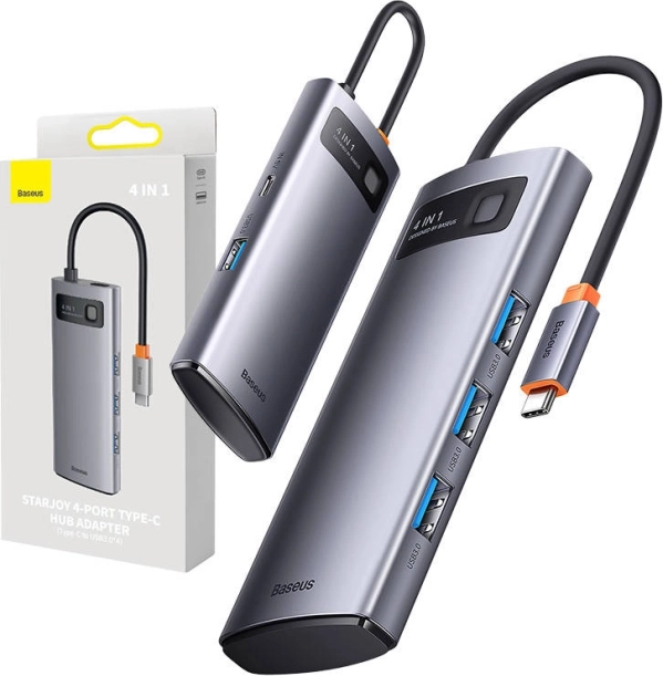 USB‑C hub 4-i-1 BASEUS Metal Gleam – 4× USB 3.0