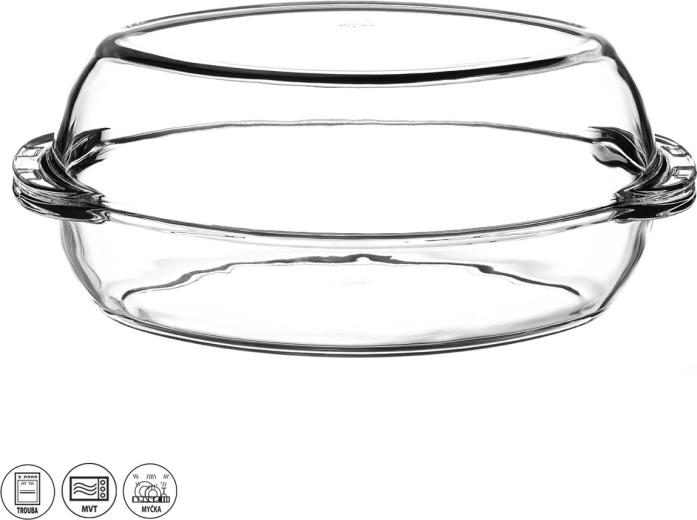 Ovalt glasildfast fad med låg 34 × 19,5 × 14 cm