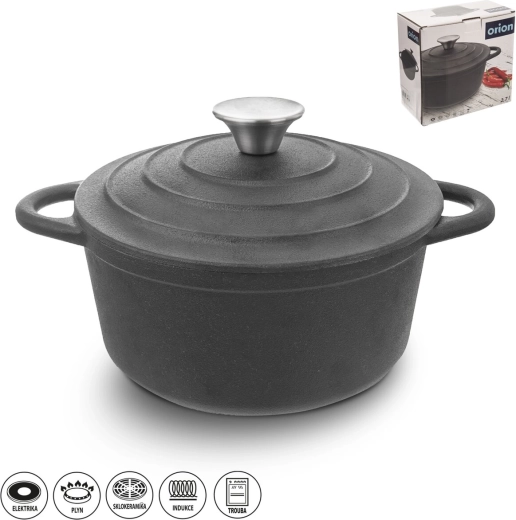 Støbejernsgryde med låg 2,7 l