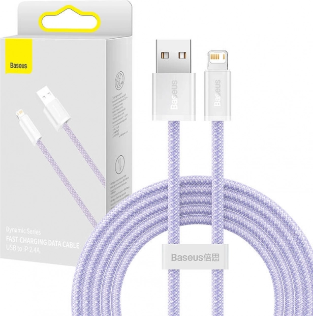 Baseus Dynamic flettet USB–Lightning-kabel 2 m, 2,4 A, lilla