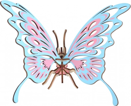 Woodcraft træ 3D-puslespil farverig sommerfugl