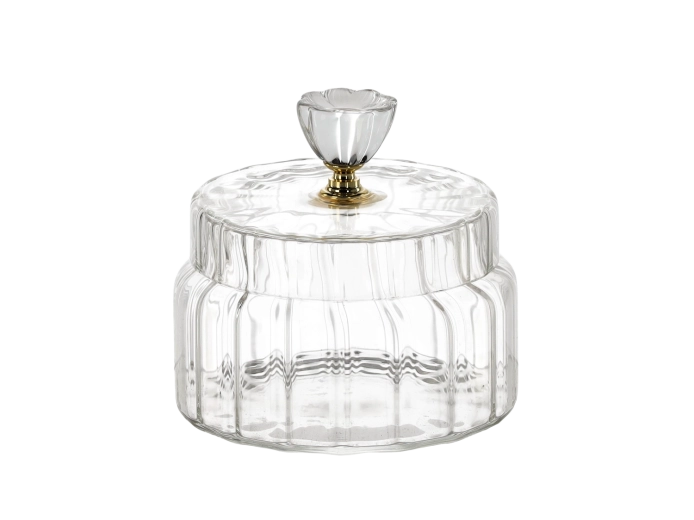 Dekorativt rillet glasopbevaringsglas 500 ml