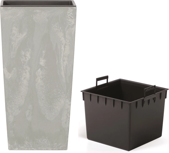 Urbi Square plantekasse med betonlook med indsats 40 × 40 × 75 cm grå