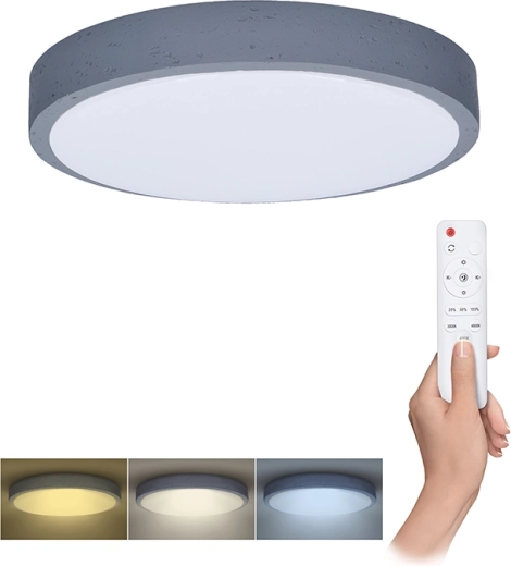 Solight LED loft-/vægarmatur Grey med fjernbetjening 48 W 38 cm dæmpbar
