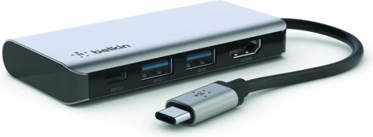 USB‑C 4‑i‑1 multiportadapter med 4K HDMI og 100 W strømforsyning
