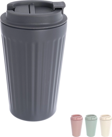 Termokrus til rejse 500 ml med låg (rustfrit stål/plast), farvemix