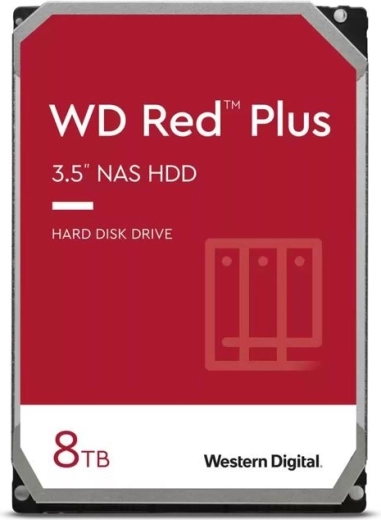 Harddisk WD Red Plus 8 TB 3,5" CMR 256 MB 5640 o/min til NAS