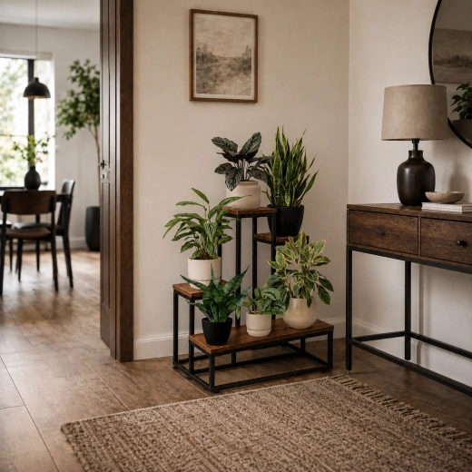 Loft-look: sort stål og dekor af patineret eg