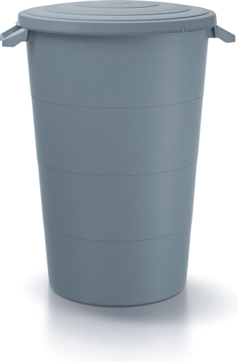 Plastbeholder med låg og håndtag 160 l lysegrå