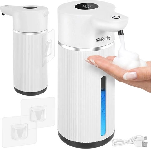 Berøringsfri sæbedispenser 420 ml RUHHY med LED‑display og USB‑C