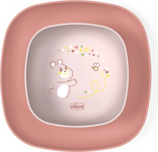 Chicco spisesæt skål og tallerken rosa 12m+