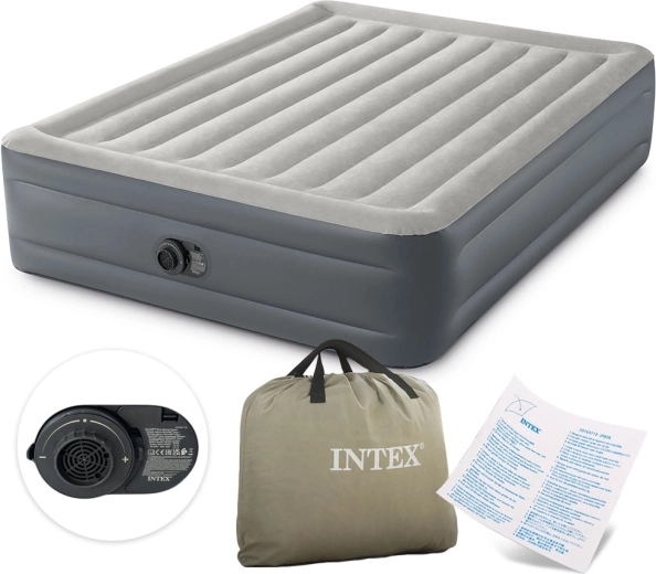 Oppustelig madras med indbygget pumpe 203 × 152 × 46 cm INTEX