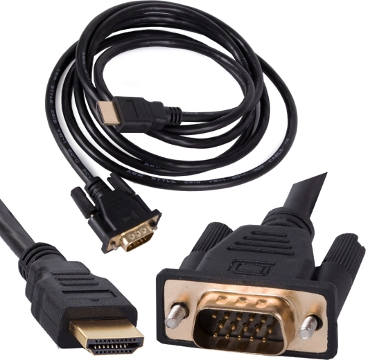 HDMI til VGA kabel 2 m, Full HD, forgyldte stik