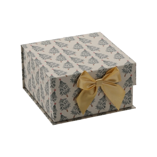 Julegaveæske med gylden sløjfe 20 × 20 × 11 cm