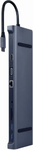 USB-C-hub med strømforsyning, Gigabit Ethernet, VGA, HDMI og 3x USB 3.1 med SD-kortlæser