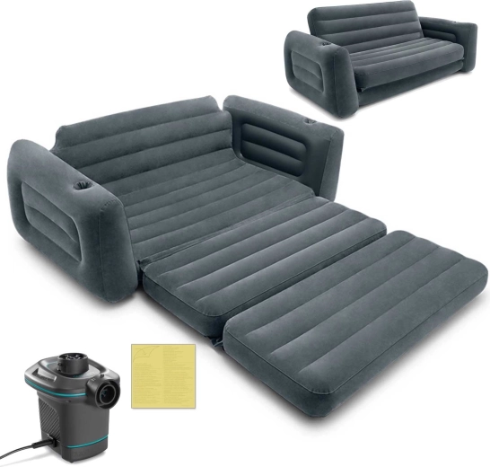 Oppustelig sovesofa Intex 2 i 1 med elektrisk pumpe