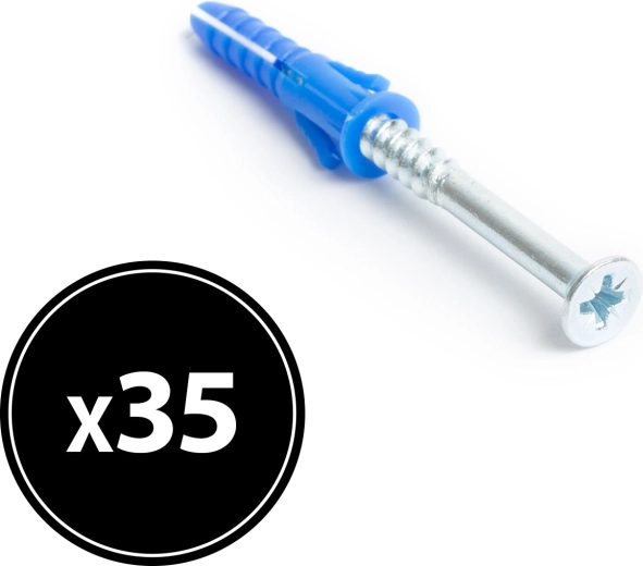 Rawlplug med skrue 6 × 30 mm, 35 stk.