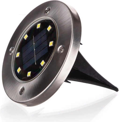 Solcelledrevet nedgravet gulv-LED-lys 12 cm, rustfrit stål/plast