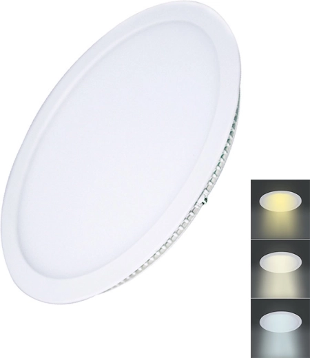 Solight LED-mini-panel CCT til indbygning i loft, rund 18 W