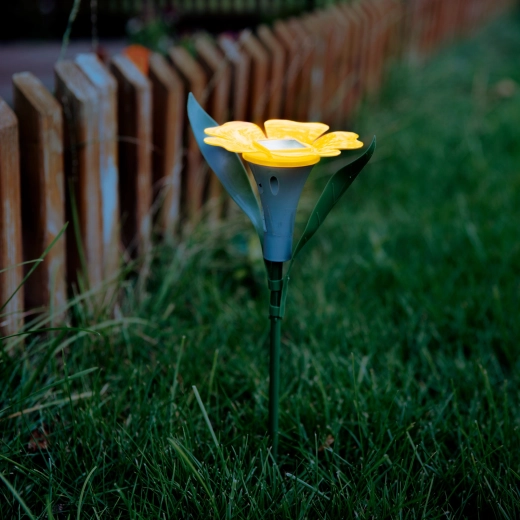 Solar LED-jordspydslampe formet som en blomst - 1 stk.