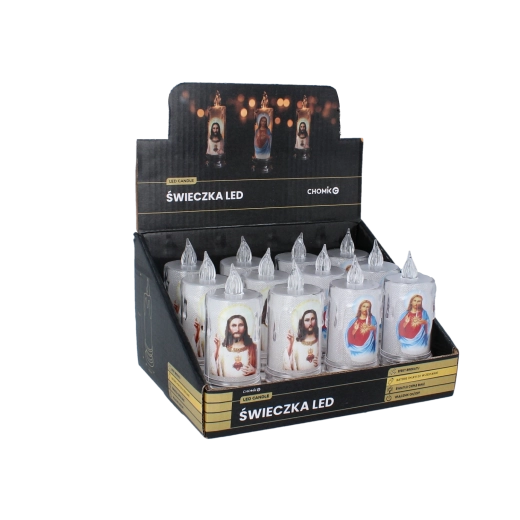 LED-lys Jesus 11 cm – mix af motiver med glittereffekt