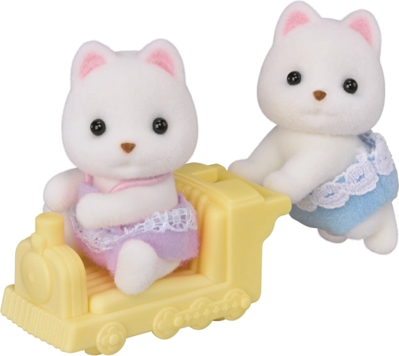 Sylvanian Families pomeranian tvillinger med lille tog