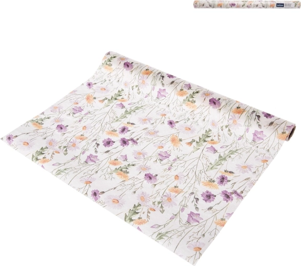 Papirløber til bord med motiv af forårsblomster, lilla 40 × 180 cm