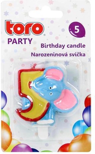 Kagelys tal 5 med elefant TORO 5 cm