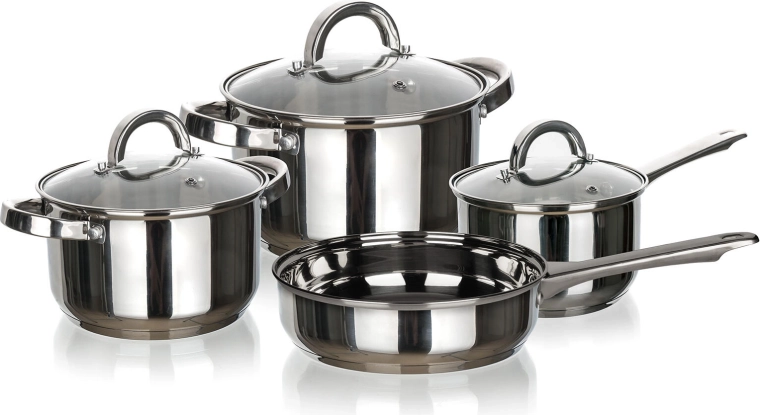 Cuisino sæt i rustfrit stål 7 dele med glaslåg