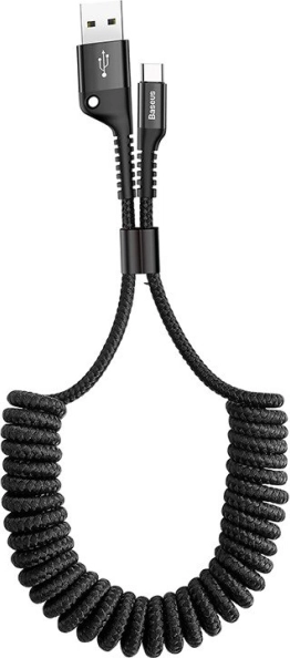 Baseus fjeder-USB‑C-kabel 1 m, hurtig opladning 2 A, sort
