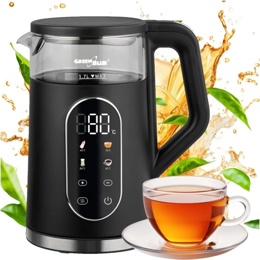 Ledningsfri elkedel GreenBlue med temperaturregulering 1,7 l sort
