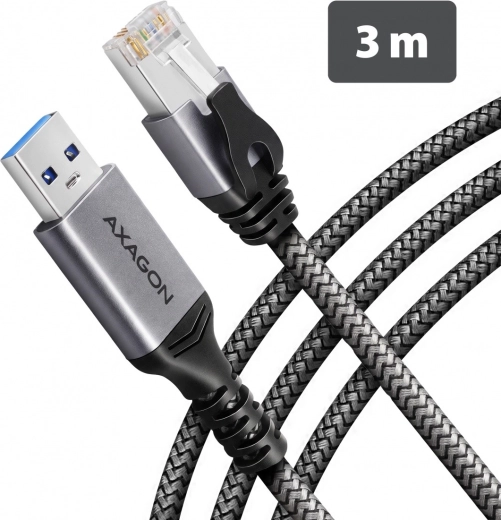 AXAGON Gigabit Ethernet-adapter USB-A med integreret CAT6 RJ-45-kabel på 3 m