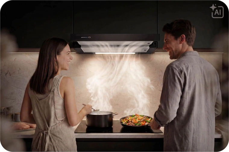 LED-belysning og renere luft under madlavning