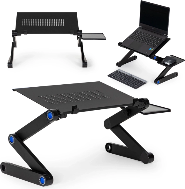 Sammenklappeligt justerbart aluminiumsstativ til bærbar computer med museholder