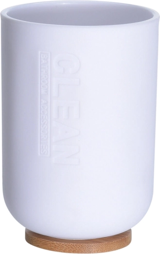 Badeværelseskrus med bambusbund 300 ml, hvid