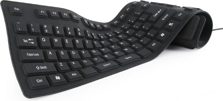 Vandtæt silikone-tastatur USB med OTG-funktion, sort