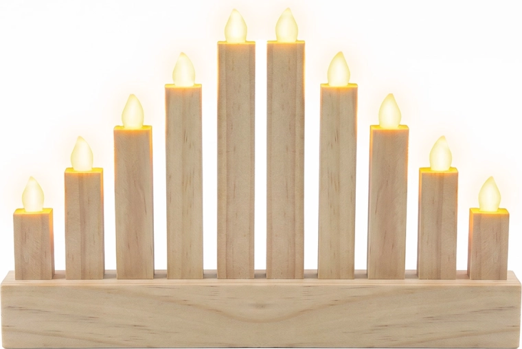 Solight LED-lysestage i træ med 10 lys