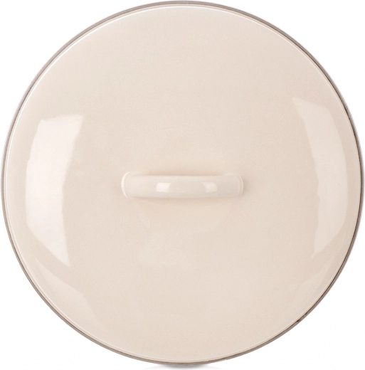 Emaljeret cremefarvet låg 23 cm