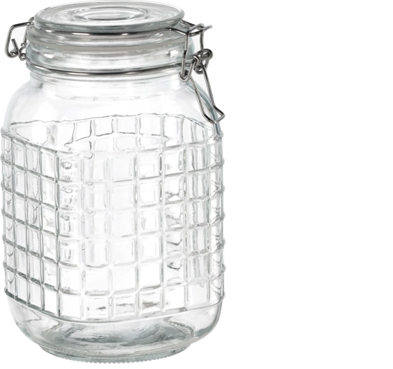 Glasbeholder med hermetisk lukning 1,5 l med gittermønster