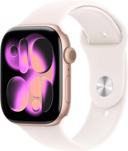 Apple Watch Series 11 GPS + Cellular 42 mm roséguldfarvet aluminium med sportsrem M/L i lyserød