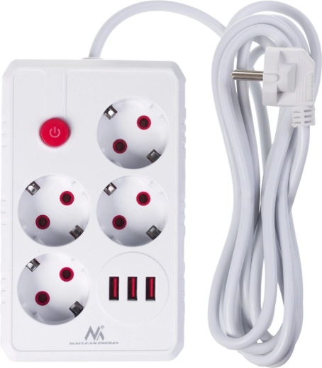 4 stikkontakter + 3× USB på ét sted