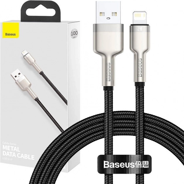 USB‑A til Lightning-kabel BASEUS Cafule 1 m, 2,4 A – sort