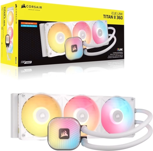 Vandkøling til processor Corsair iCUE LINK TITAN II 360 RX RGB hvid