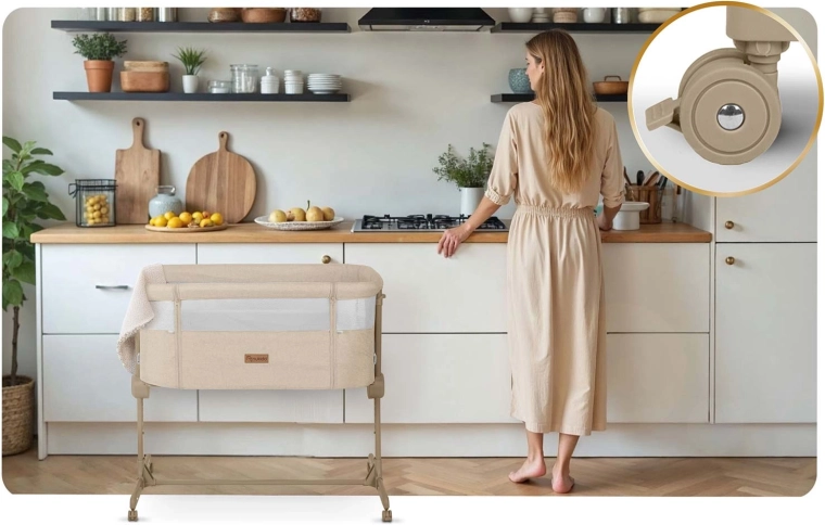 Mobil og stabil takket være 4 hjul med bremser