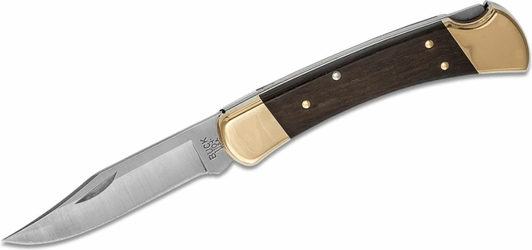 Buck 110 Hunter Lockback foldbar lommekniv 9,5 cm, ibenholt + læderskede