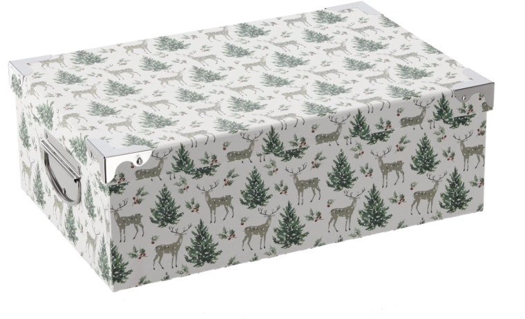 Gaveæske til jul med metalbeslag 25 × 17,5 × 9,8 cm - 1 stk.