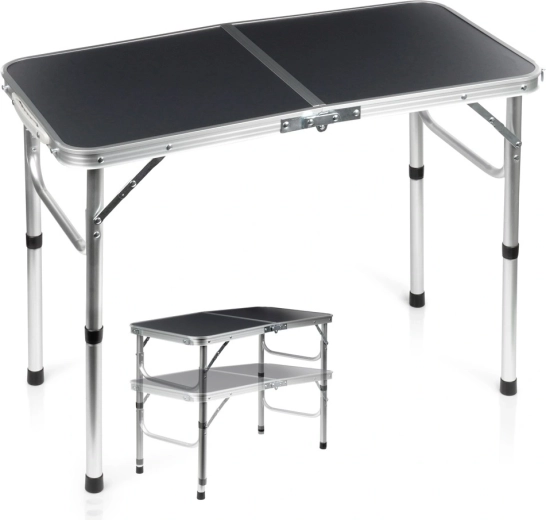 Vilde sammenklappeligt campingbord 2-i-1, grafit, 80 × 40 cm