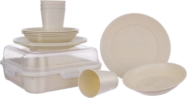 Plastisk picnicsæt 13 dele med transportboks ORION