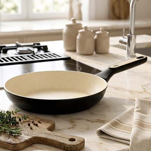 Non-stick granitoverflade til madlavning med et minimum af fedt
