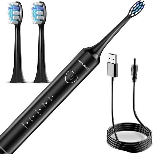 Komplet sæt med USB-opladning og 2 børstehoveder